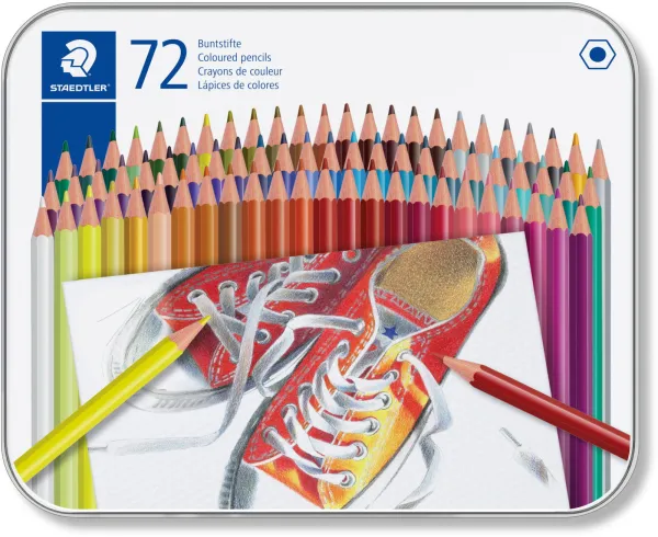 Staedtler spalvoti pieštukai metalinėje dėžutėje, 72 vnt.